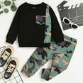thumbnail image 2 of JUMEYU Baby Clothes Boy Cute Newborn Baby Boy Clothes Boy Outfit Infant Winter Fall Long Sleeves Pants Set 2PC 3 6 9 12 24 Months 2T 3T 4T (Black,12-18 Months), 2 of 8