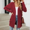 thumbnail image 6 of zaveiop Womens Oversized Open Front Cardigans Sweater Ribbed Knit Cardigan Sweater Thin Outerwear Coats with Pockets (Z-Wine, L), 6 of 7