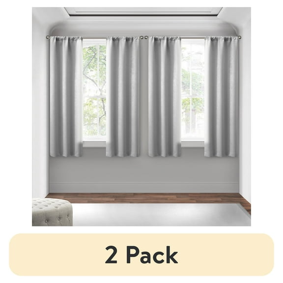 (2 pack) Mainstays 4 of a Kind Blackout Curtain Panels, Set of 4, Soft Silver, 28" W x 63" L
