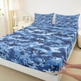 thumbnail image 3 of Castle Fairy Blue Camo 4 Pieces Queen Sheet Sets for Kids Children Teens,Plaid Camouflage Ultra Soft Flat Sheet,Abstract Geometric Queen Fitted Sheet,Super Cozy Room Decor, 3 of 7