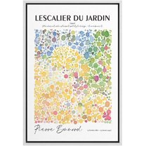 PixonSign Framed Canvas Print Wall Art Pierre Bonnard Watercolor Pastel Dot Garden Classic Vintage Illustrations Fine Art Decorative Multicolor for Living Room, Bedroom, Office - 16"x24" WHITE