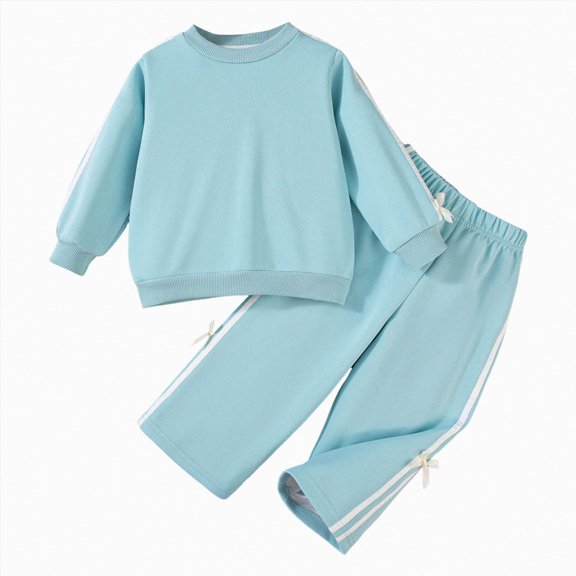 NOLDARES Baby Boy Waffle Clothes Fall Winter Long Sleeve Sweatshirt with Pants Set Toddler Cute Truck Embroidery Outfits Size:2-3 Y,Sky Blue