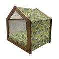thumbnail image 2 of Floral Pet House, Mother Nature Pansy Blooms Field with Large Leaves Jungle Growth Theme Illustration, Outdoor & Indoor Portable Dog Kennel with Pillow and Cover, 5 Sizes, Multicolor, by Ambesonne, 2 of 5