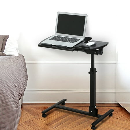 Langria Mobile Desk Angle Height Adjustable Rolling Table Over Bed