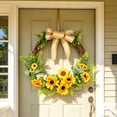 thumbnail image 6 of Summer Home Wreath with Sunflowers and Bees, Rattan Door Decor, 13.77 Inch Artificial Floral Garland for Wall, Porch, or Garden, 1 Piece, 6 of 7