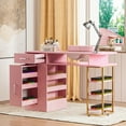 thumbnail image 2 of DISHUP Manicure Table, Nail Table for Nail Tech with Dust Collector, Nail Desk with Storage Cabinet, Wrist Cushion, Pink, 2 of 8