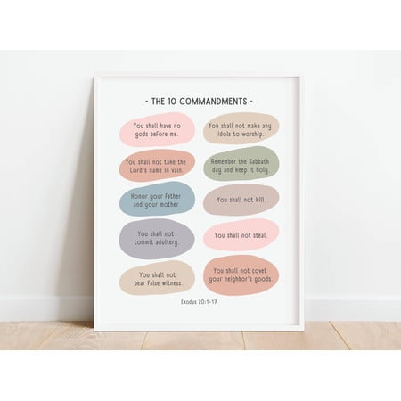 The Ten Commandments Poster Pastel Christian Poster For Kids Bible Verse Homeschool Sunday School Decor Poster Print Only