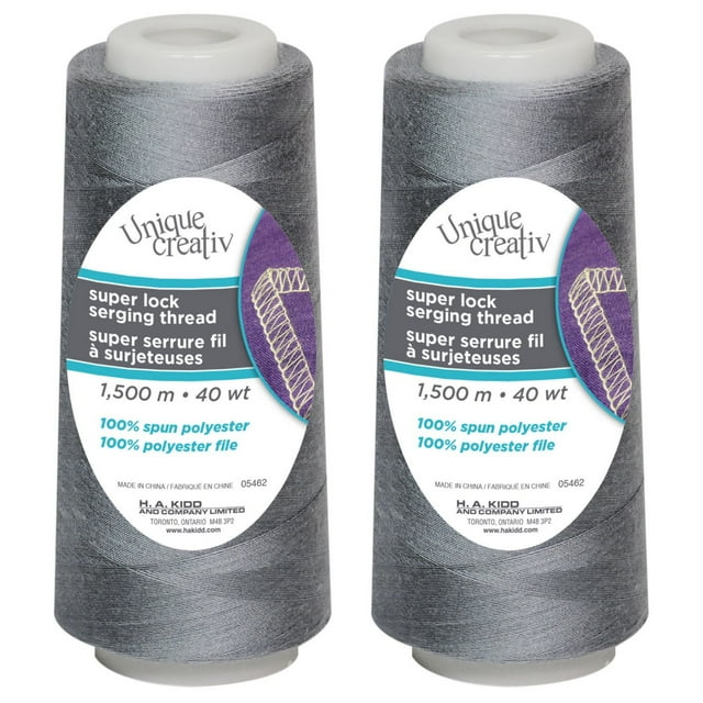 UNIQUE CREATIV TRULOCK Serging Thread — 100% Polyester, 40 wt, 1500 m Cone for Overlock Machines