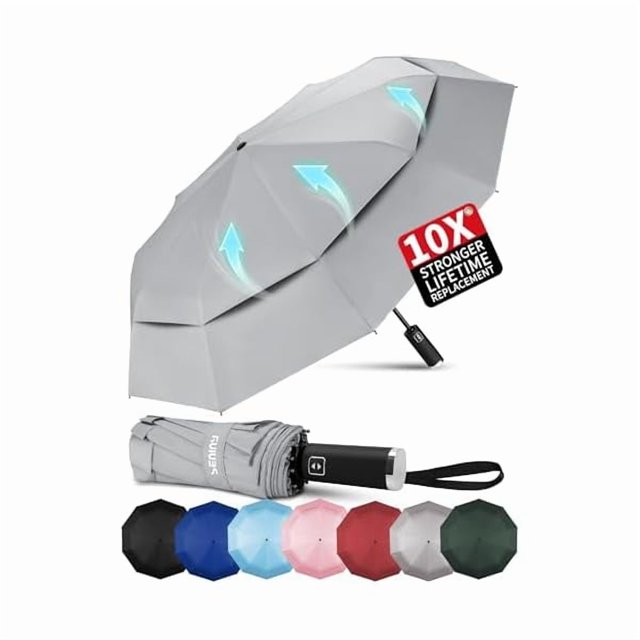 wonima02 Windproof Travel Umbrella, Automatic Umbrellas for Rain, Portable & Compact Umbrellas for Backpack, Strong UV for Protection, Folding Small Sun Umbrella for Car, Walking
