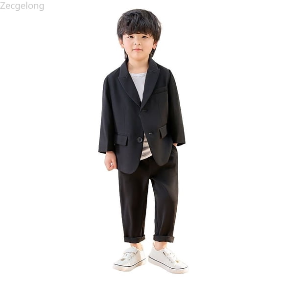 Zecgelong Boys Business Suits Coat 3 Piece Outfit Tuxedo Set For Kids Formal Suit For Boys With Pants Necklace Set Slim Boys Long Sleeve Suit Sets for Boys 3-4 Years