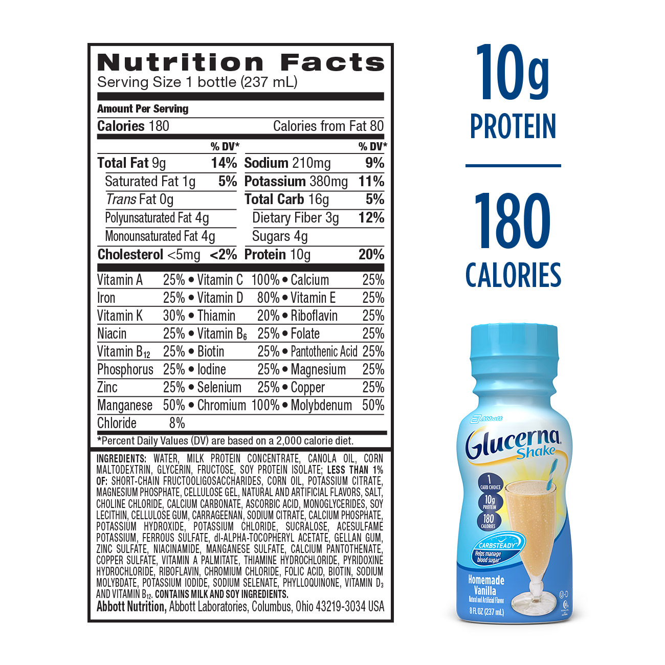 Glucerna Shake, To Help Manage Blood Sugar, Homemade Vanilla, 8 Oz, 6