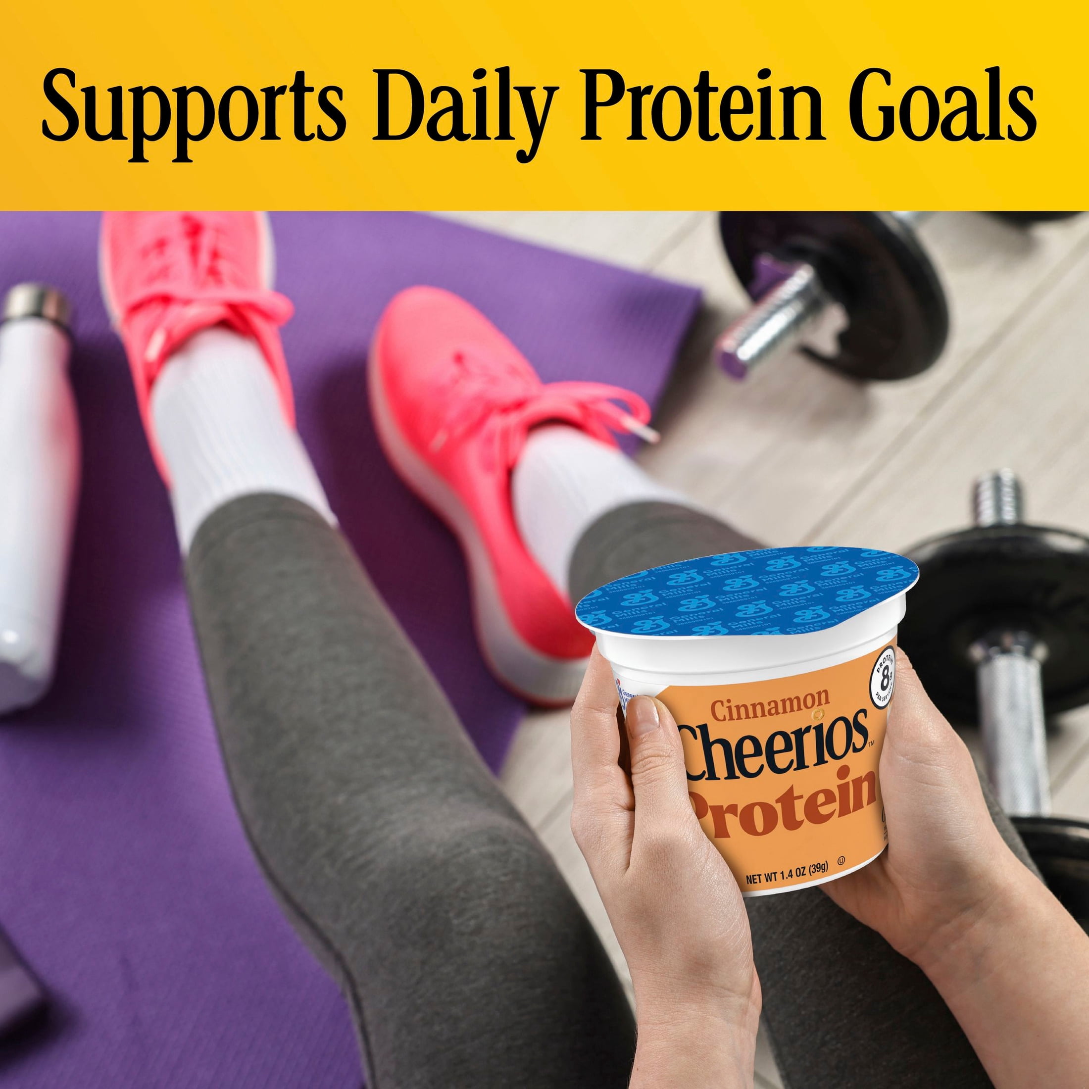 (10 pack) Cinnamon Cheerios Protein, Breakfast Cereal Cup, Gluten Free, Single Serve Cereal, 1.4 oz