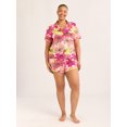 thumbnail image 2 of Joyspun Women’s Notch Collar Top and Shorts Pajama Set with Piping, 2-Piece, Sizes XS-3X, 2 of 7