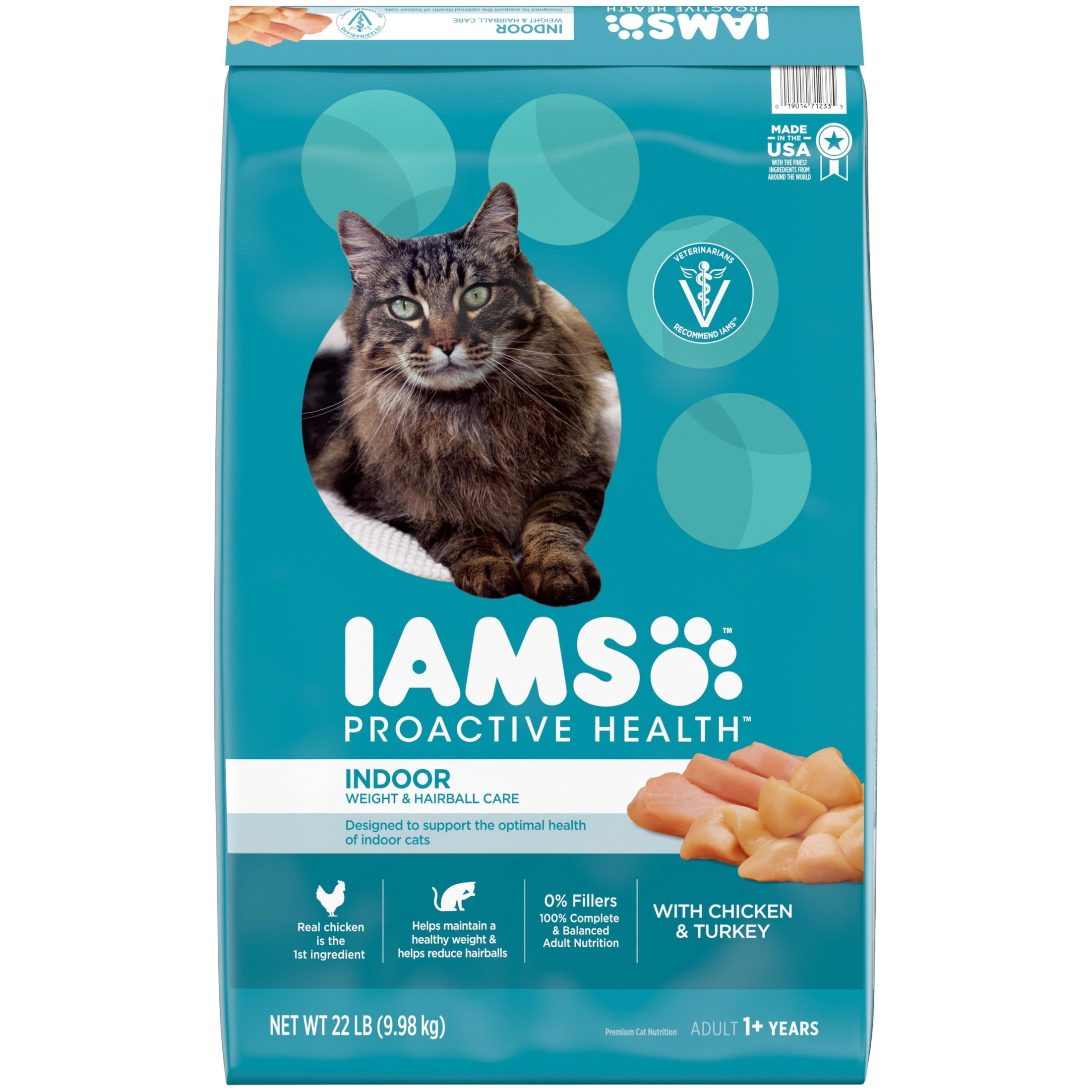 (3 pack) Iams Proactive Health Chicken And Turkey Dry Cat Food, 22 Lb Bag