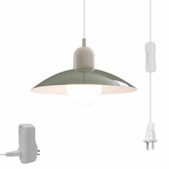 Kiven Plug in Motion Sensor Pendant Light , Modern Green Hanging Light Fixture with Aluminum Lampshade, E26 Socket Dimmable Pendant Lights for Bedroom Hallway Kitchen TB2486