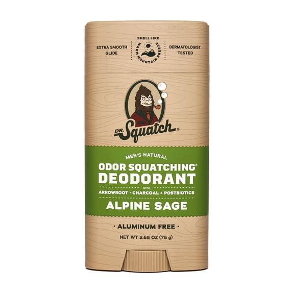 Dr. Squatch Natural Deodorant for Men - Odor-Squatching Aluminum Free - Alpine Sage (2.65 oz)