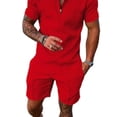 thumbnail image 4 of ORQ Men Short Sleeve Print Zipper Blouse Shorts Regular Outfit Sets, 4 of 4