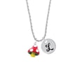 thumbnail image 2 of Delight Jewelry Resin Red Spotted Mushroom Silvertone Script Initial Disc - L - Charm Necklace, 20"+3", 2 of 4