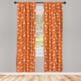 thumbnail image 3 of Ambesonne Vintage Curtains, Birds with Heart Shapes, Pair of 28"x84", Orange Yellow White, 3 of 5