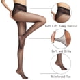 thumbnail image 3 of Medias transparentes para mujer, pantimedias de control, punteras reforzadas invisibles, negras o color piel, 3 of 6