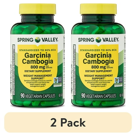 (2 pack) Spring Valley Garcinia Cambogia Dietary Supplement Vegetarian Capsules for Weight Management Support, 800 mg, 90 Count
