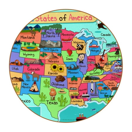 

OWNTA USA Map Pattern Premium Microfiber Leather Round Coasters (6PCS) - 11x11 cm/4.3x4.3 in - Durable & Stylish Cup Mat Set
