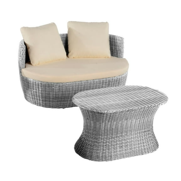 W Unlimited Romantic 2-piece Outdoor Resin and Wicker Outdoor Set in Gray