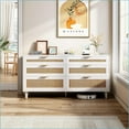 thumbnail image 2 of Dressers for Bedroom | 59” Modern 6-Drawer Rattan Storage Dresser | White | MDF+Metal, 2 of 11