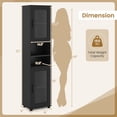 thumbnail image 3 of Costway Bathroom Cabinet, Slim Floor Storage Cabinet with 2 Fluted Doors,4 Rubber Feet Black, 3 of 10