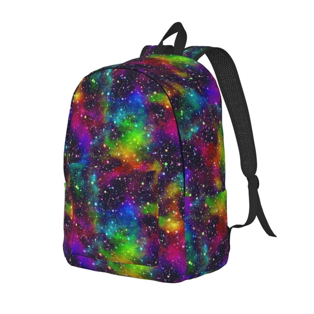 Disketp Bright Universe Mochila de Lona Estampada, Mochila Escolar de Viaje Ligera para Estudiantes y Portátil-Small