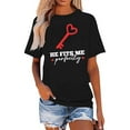 thumbnail image 3 of T-shirt Décontracté à Manches Courtes Col Rond Imprimé pour la Saint-Valentin pour Couples Hommes et Femmes Chandails en Molleton Chaussettes Courtes Léopard Fille Col en V Chemise Longue Boutonnée pour Course Femmes Chemise en Velours Côtelé, 3 of 6