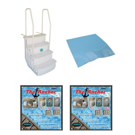 - NEW Main Access iStep Above Ground Pool Entry Ladder w/ Mat Pad + 2 Sand Weights