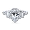thumbnail image 2 of BERRICLE Sterling Silver 3-Stone Wedding Engagement Rings 1.3 Carat Pear Cut Cubic Zirconia CZ Halo Ring for Women, Rhodium Plated Size 8.5, 2 of 10