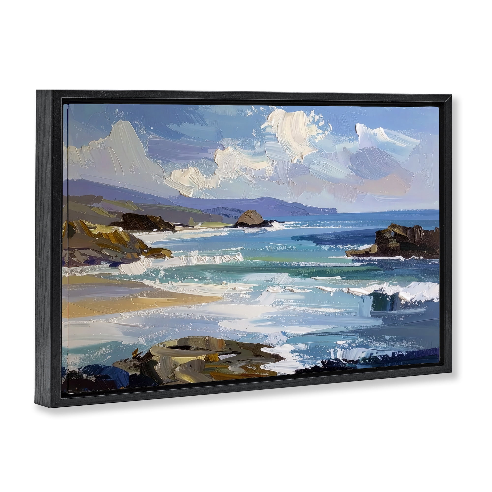 Stupell Industries From Sky To Sea Black Framed Floater Canvas Wall Art, design by Alonza Saunders