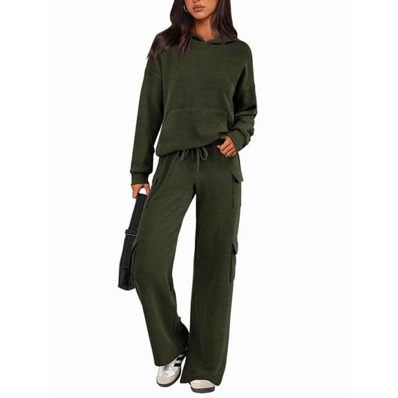 2 Piece Sets for Women Fall Sweatsuits Outfits Lounge Matching Hoodie Set Travel Track Suits Winter Clothes Green S