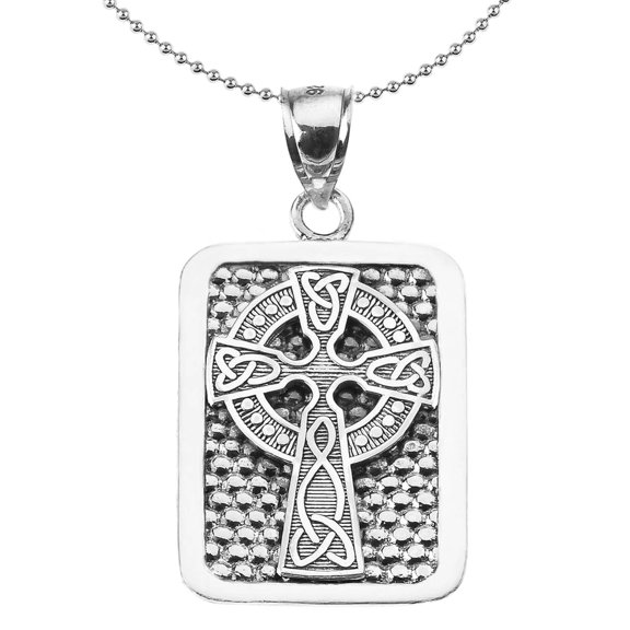 STERLING SILVER CELTIC KNOT CROSS ENGRAVABLE PENDANT NECKLACE : Pendant with 16" chain