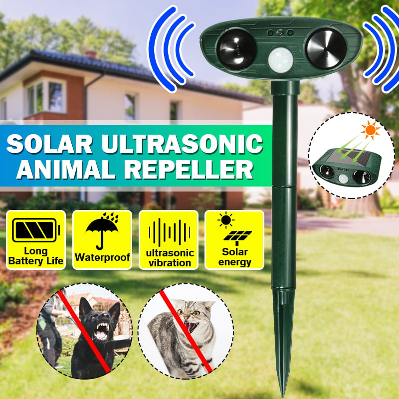 Solar Power Dual Ultrasonic Garden Pest Exterminator Animal Deterrent Gift 