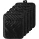 thumbnail image 2 of CHAO Juego de agarraderas de algodón de bolsillo, resistentes al calor, lavables a máquina, de tela de rizo, para horno, color negro, almohadillas para ollas lisas, salvamanteles negros, 2 of 5