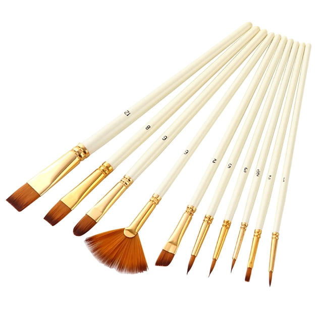 Kit de pinceles de pintura de 10 piezas Kit de pinceles de medios múltiples con cabello de nylon par MABOTO Cepillo de pintura