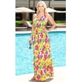 thumbnail image 3 of HAPPY BAY Women's Summer Boho Beach A-Line Maxi Smocked Evening Frill Dress Long Tube Dresses for Women S-M Pink, Floral, 3 of 4