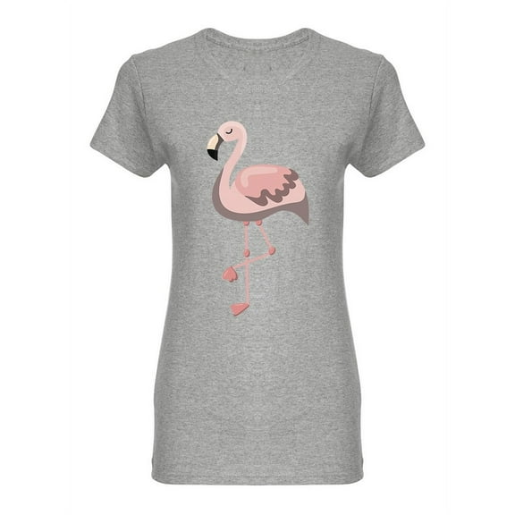 Pink Flamingo Cartoon Graphic Shaped T-Shirt Women -Image by Shutterstock, Female Small