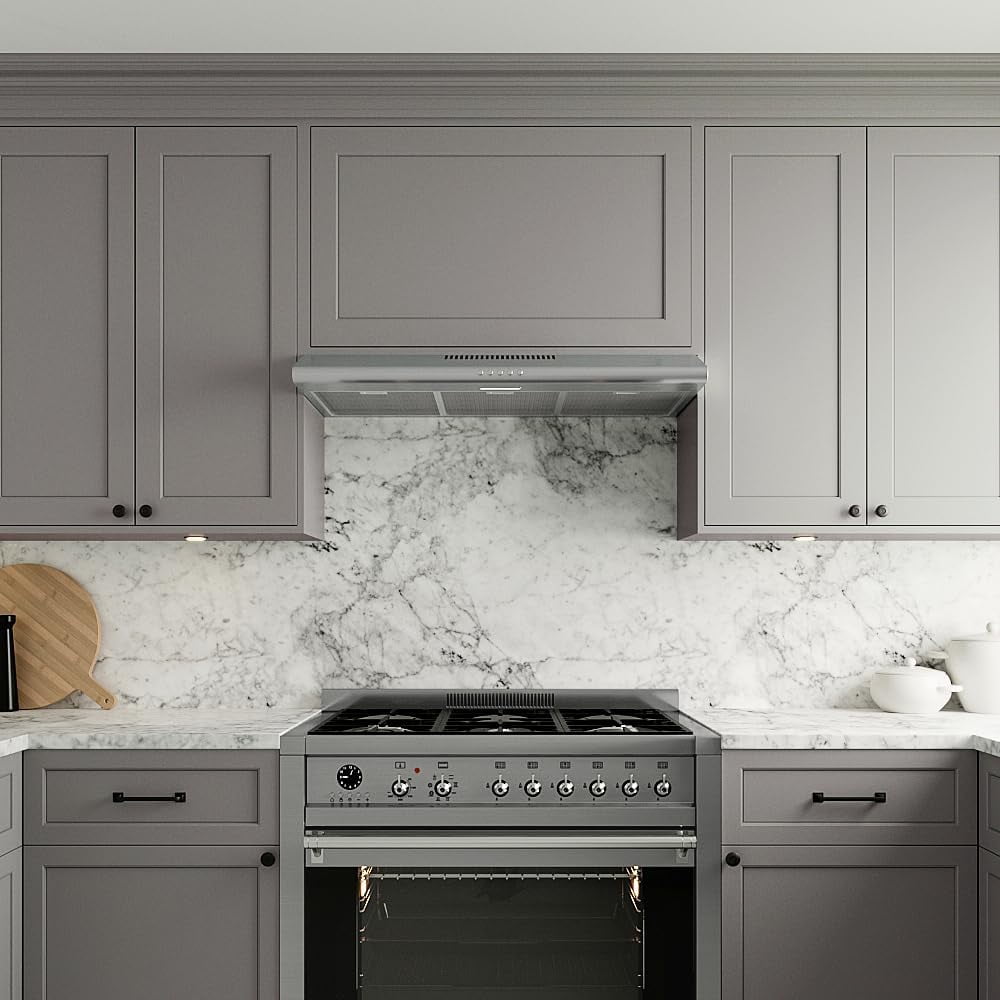 Streamline 36 in. Belluno Ductless Undermount 80 CFM Range Hood in Brushed Stainless Steel with Mesh Filters, Push Button Control, LED Light