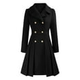 thumbnail image 3 of Women's Fall/winter Lapel Double A Line Coat With Pockets Coat Woolen Long Coat Wool Winter Jackets Women Wool Women Coat Winter Lapel Coats for Women Long Stylish Jackets Extra Large Wool Winter, 3 of 3