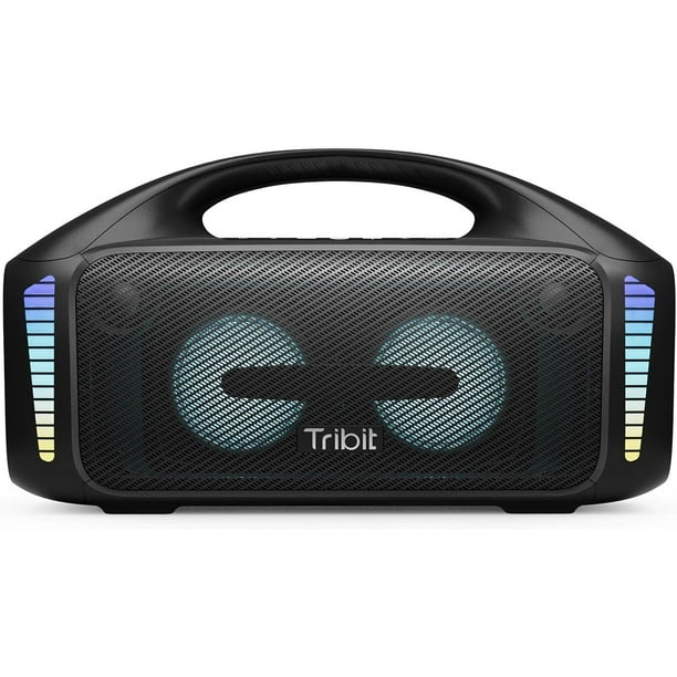 Altavoz portátil Tribit StormBox Blast: sonido estéreo fuerte de 90 W con XBass, altavoz Bluetooth resistente al agua IPX7 con luz LED, PowerBank, Bluetooth 5.3 y TWS, ecualizador personalizado, tiemp