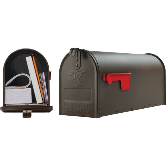 Solar Group Gibraltar Mailboxes Elite Mailbox - Galvanized Steel, Post Mounted - Large, Bronze — Home & Garage Storage, Stackable Design