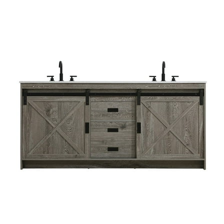 Elegant Kitchen and Bath Austin 72 Inch Double Bathroom Vanity In Rustic Grey