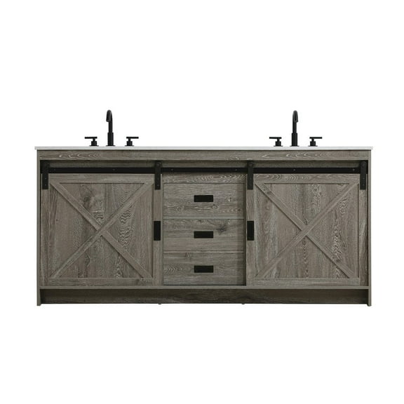 Elegant Kitchen and Bath Austin 72 Inch Double Bathroom Vanity In Rustic Grey