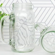 Darware Mason Jar Mugs with Handles (24oz, Clear, 4-Pack); Glass Drinking Glasses for Cold Beverages, Decoration, Storage, Party Favors, Cocktails, Floats