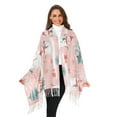 thumbnail image 3 of FORMRS Womens Scarf Winter Soft Long Big Warm Shawls Wrap Tassel Scarves, Pink Christmas Snowman, 3 of 9