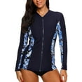 thumbnail image 4 of Women's Long Sleeve Rash Guard Top Zip Front Sun Protection Swim Shirt, 4 of 7